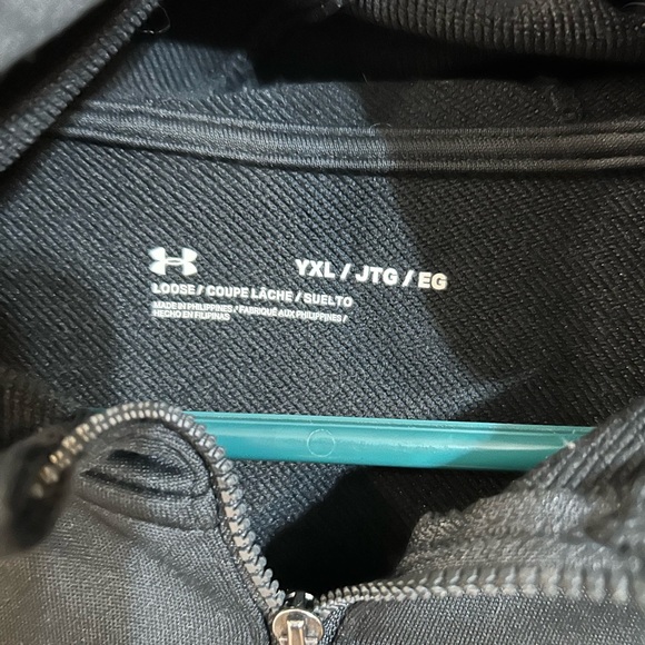 Girls YXL under armour hooded track warm up jacket black white logo - Picture 7 of 7